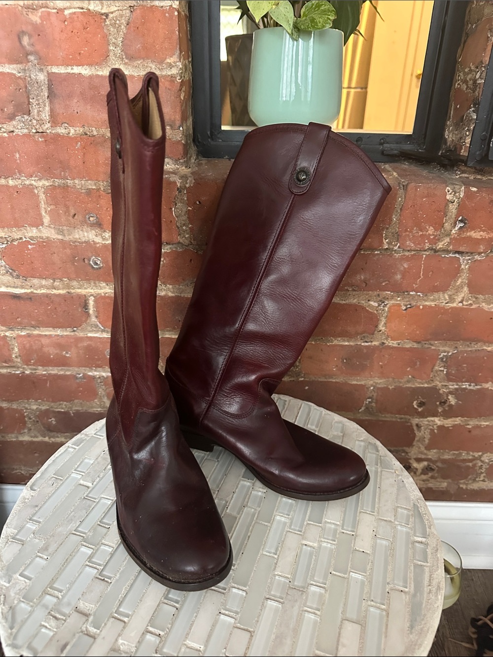 Frye Women's Over-the-Knee Leather Boots in Burgundy